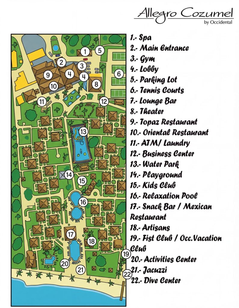 Карта отеля Allegro Cozumel Resort Map Insider Guide: Unlock Your Perfect Cozumel Getaway!