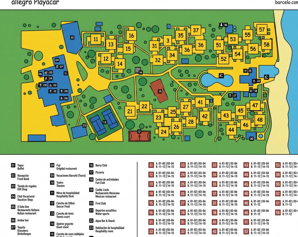 Карта отеля Unlock Your Perfect Stay: An Insider's Guide to Allegro Playacar Hotel Map & Resort Layout