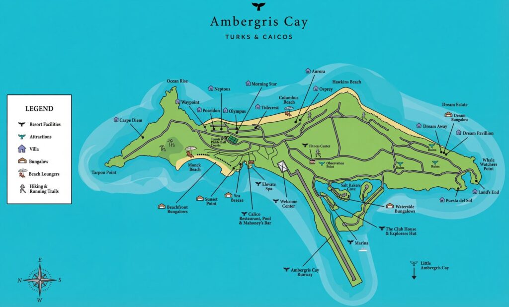 Карта отеля Ambergris Cay Private Island Map Guide: Unlocking Your Dream Turks & Caicos Escape