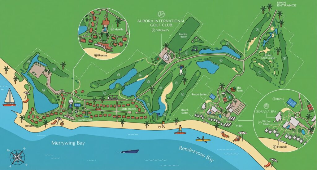 Карта отеля Unveiling Aurora Anguilla: Your Insider's Guide to the Resort Layout & Golf Club Map