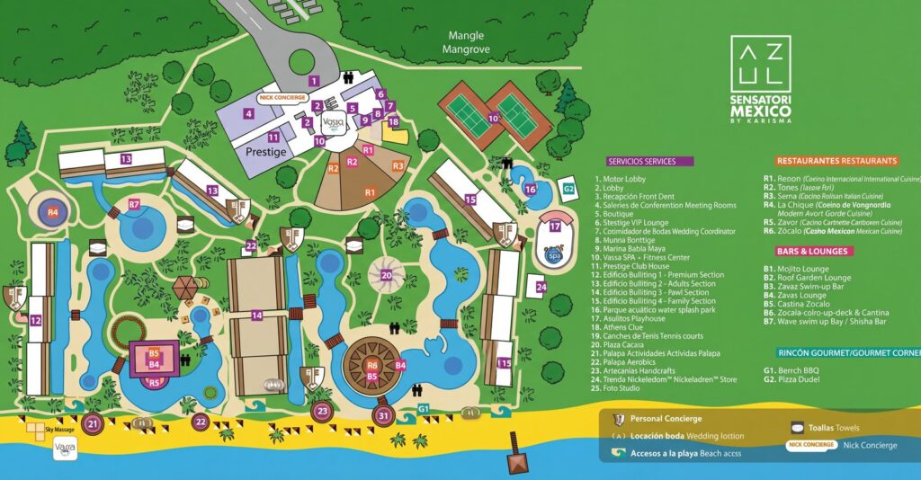 Карта отеля Discover Azul Beach Resort Riviera Cancun: Your Ultimate Insider's Map Guide to Paradise