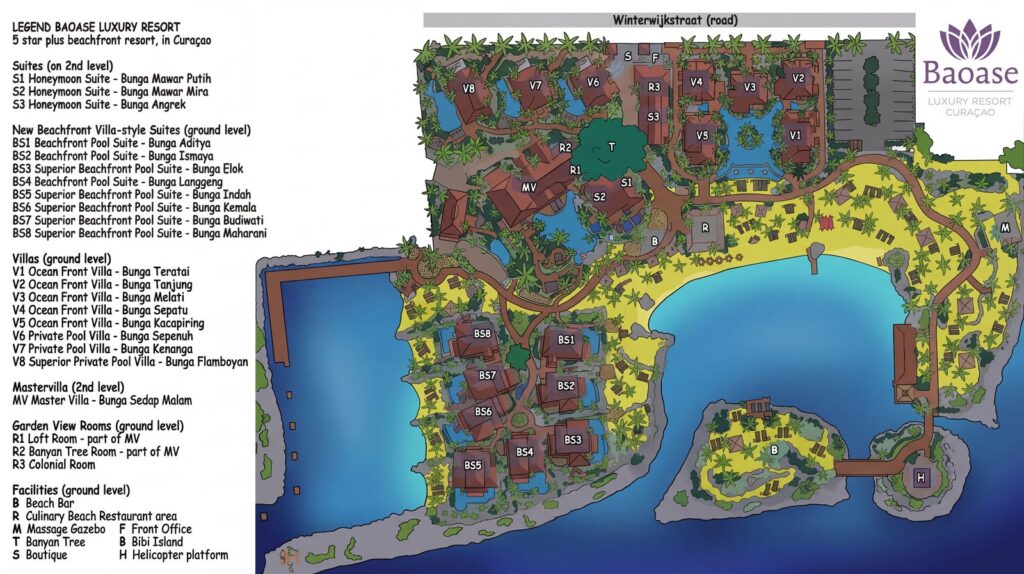 Карта отеля Baoase Luxury Resort Curacao: Your Ultimate Insider's Guide to the Property Map & Layout