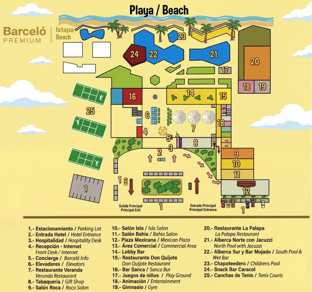 Карта отеля Unlock Barceló Ixtapa Beach Resort: Your Ultimate Insider's Map & Travel Guide
