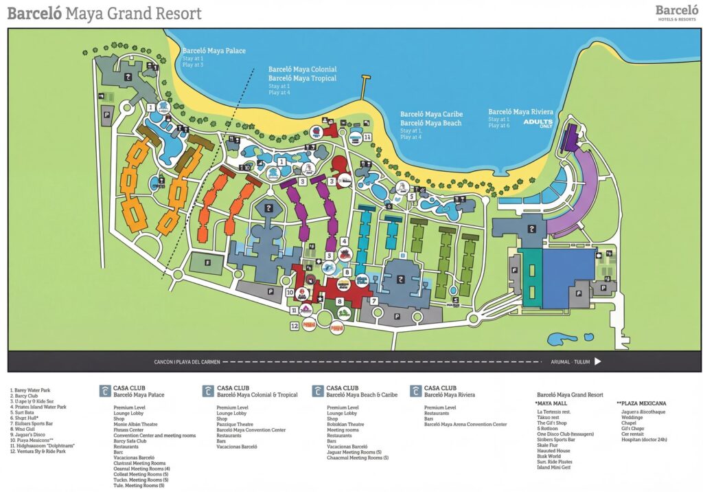 Карта отеля Discover the Grandeur: Your Insider's Guide to Barceló Maya Grand Resort & Hotel Map Secrets