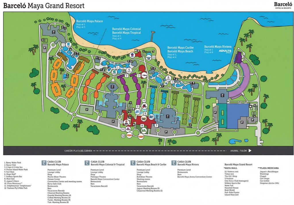 Карта отеля Barceló Maya Colonial: Your Insider's Guide to Navigating Paradise – Property Map Secrets Unlocked!