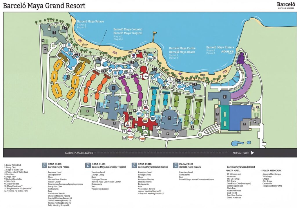 Карта отеля Barceló Maya Palace Grand Resort: Your Ultimate Insider's Guide & Property Map Layout