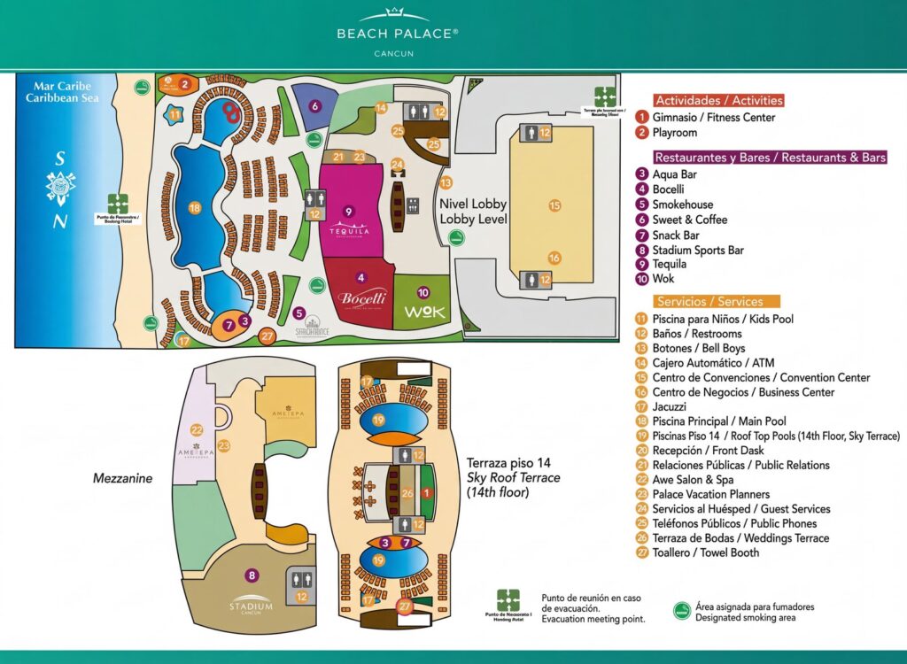 Карта отеля Unlocking Paradise: Your Ultimate Insider's Guide to Beach Palace All Inclusive Cancun (with Property Map Analysis!)