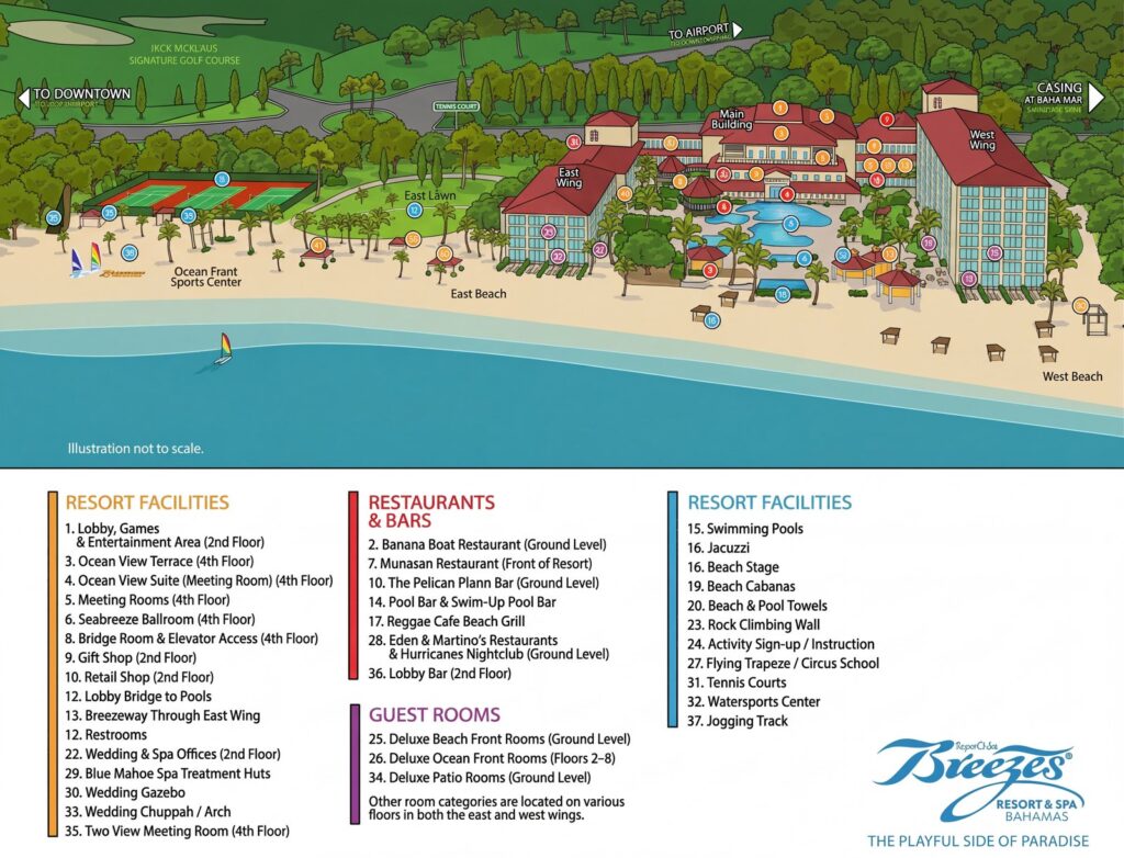 Карта отеля Breezes Resort & Spa Bahamas: Your Ultimate Insider's Map & Travel Guide