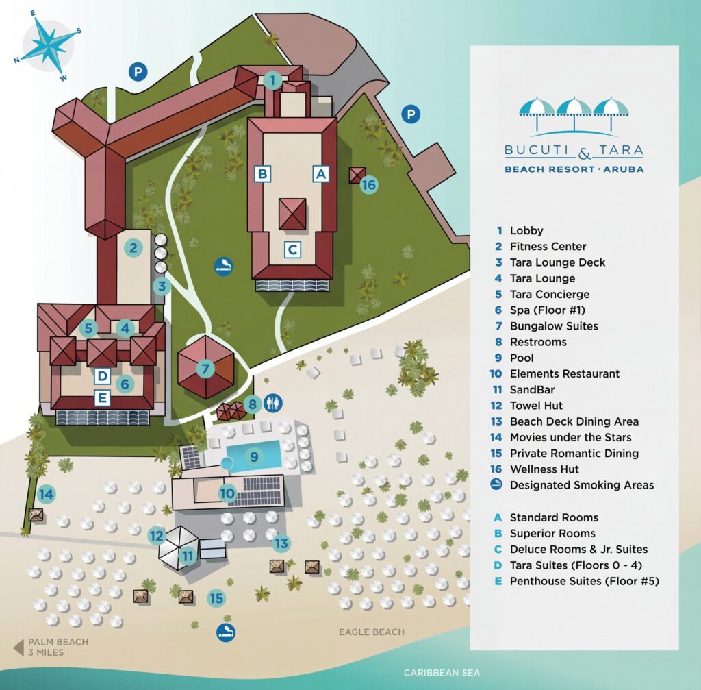 Карта отеля Bucuti & Tara Beach Resort Aruba: Your Insider's Guide to Paradise - Navigate the Property Map Like a Pro!