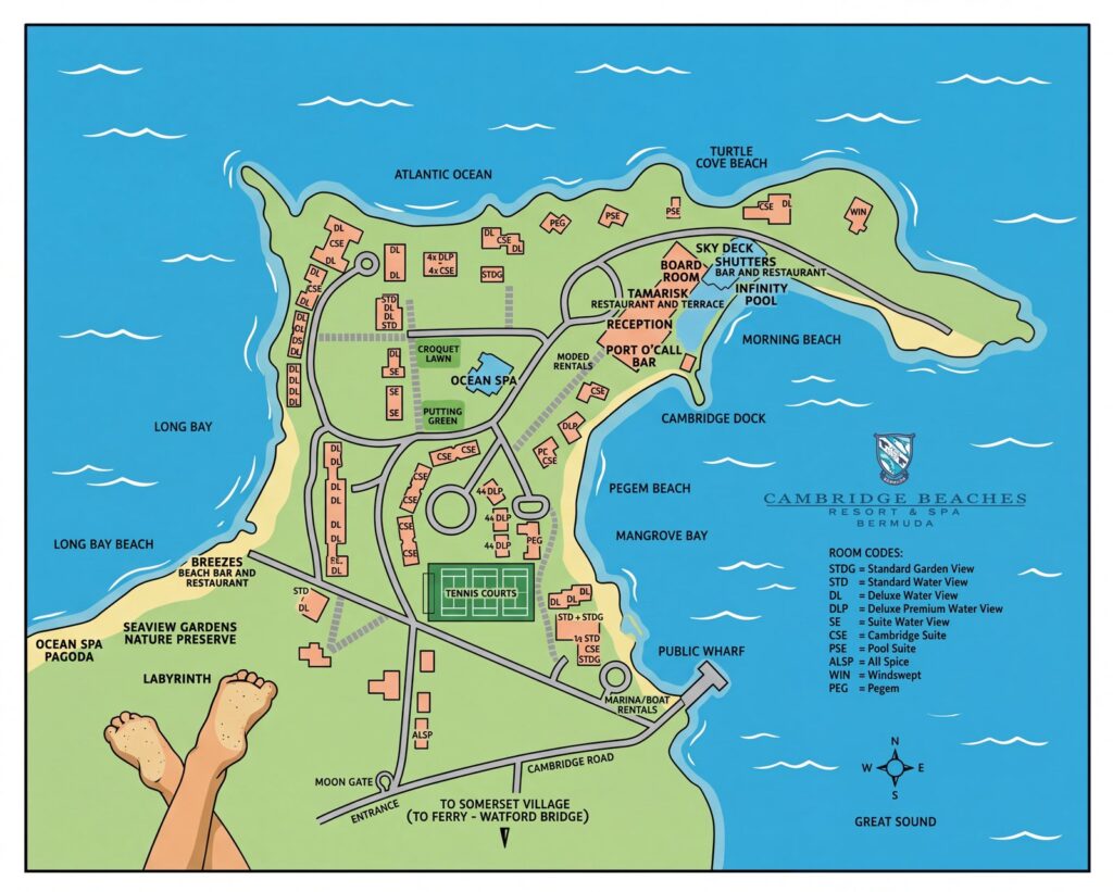 Карта отеля Unveiling Paradise: Your Insider's Guide to Cambridge Beaches Resort & Spa Bermuda