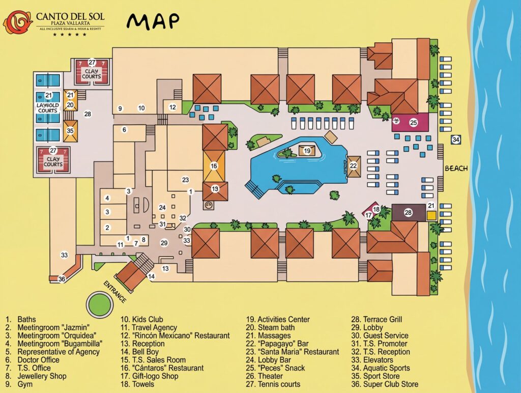 Карта отеля Canto Del Sol Puerto Vallarta: Your Insider's Guide to the Ultimate Resort Map & Beachfront Bliss