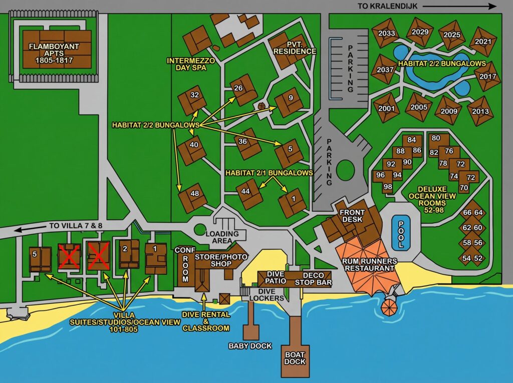 Карта отеля Captain Don's Habitat: Your Ultimate Insider's Guide to Bonaire's Iconic Dive Resort
