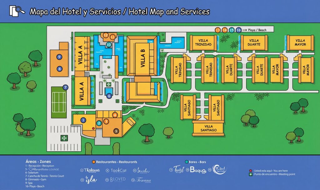Карта отеля Unlocking Paradise: Your Insider's Guide to Catalonia Royal La Romana Resort Map