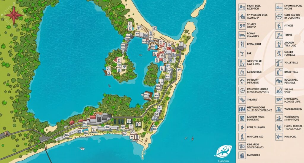 Карта отеля Unlock Club Med Cancun Yucatan: Your Insider's Guide to the Ultimate Resort Map & Hidden Gems