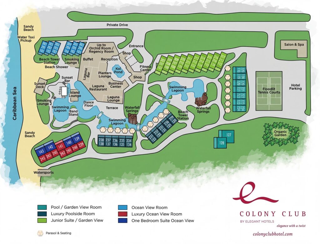 Карта отеля Colony Club Resort Map: Your Insider's Guide to Paradise – From Oceanfront Luxuries to Hidden Gardens