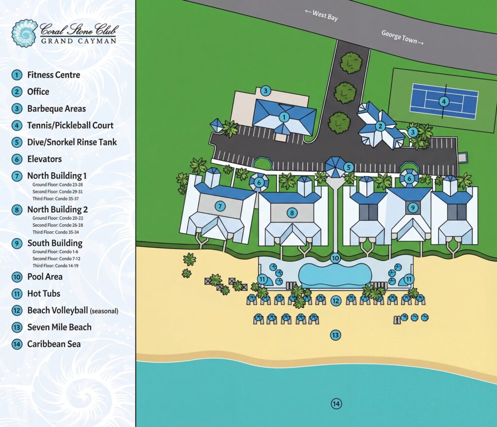 Карта отеля Navigate Coral Stone Club Grand Cayman: Your Ultimate Insider's Map & Room Guide!