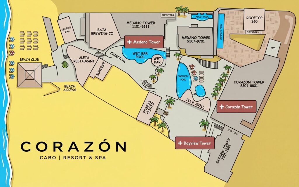 Карта отеля Your Ultimate Corazón Cabo Resort & Spa Guide: Beachfront Bliss & Insider Map Secrets