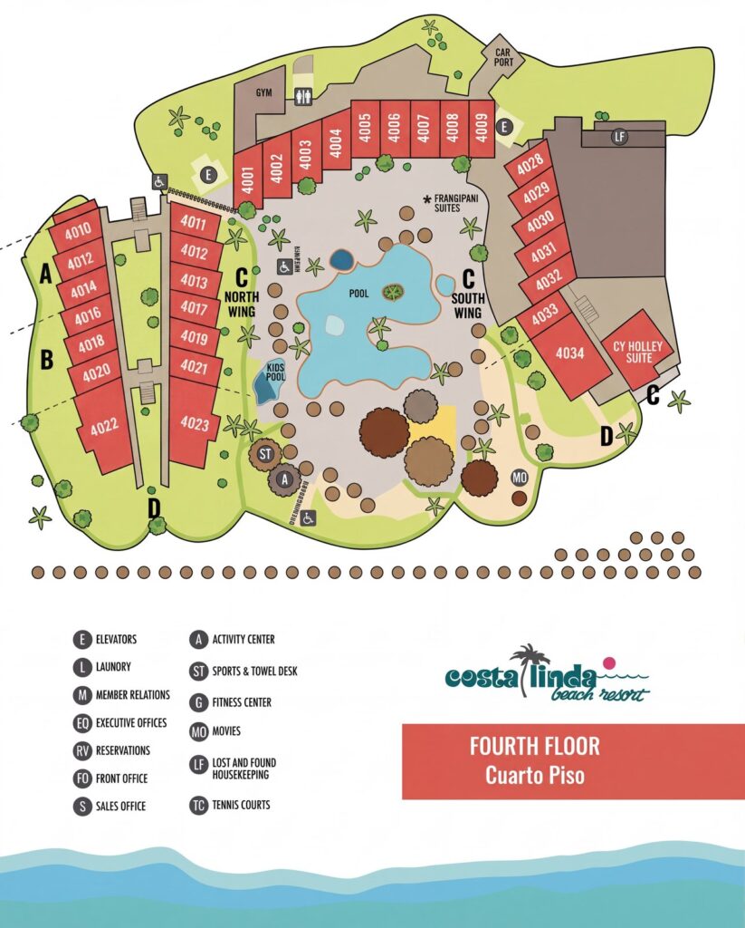 Карта отеля Costa Linda Beach Resort: Your Ultimate 4th Floor Map Insider & Room Guide