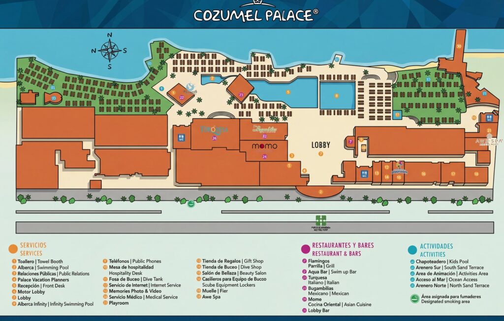 Карта отеля Cozumel Palace® Ultimate Insider's Guide: Navigate Paradise Like a Pro with Our Exclusive Map Analysis!