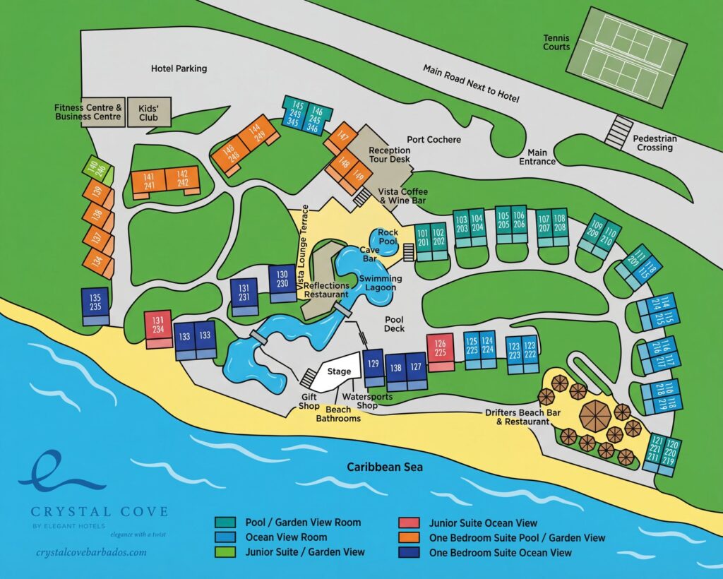 Карта отеля Crystal Cove Hotel Map Insider: Your Ultimate Guide to Caribbean Bliss & Best Room Choices