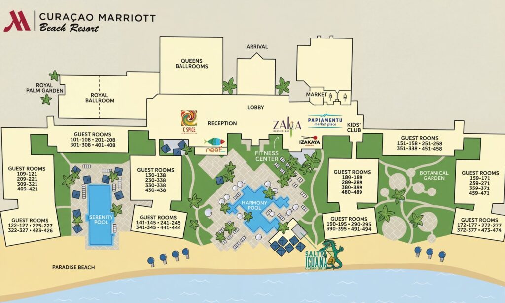 Карта отеля Unveiling Paradise: Your Insider's Guide to Curacao Marriott Beach Resort Amenities & Rooms