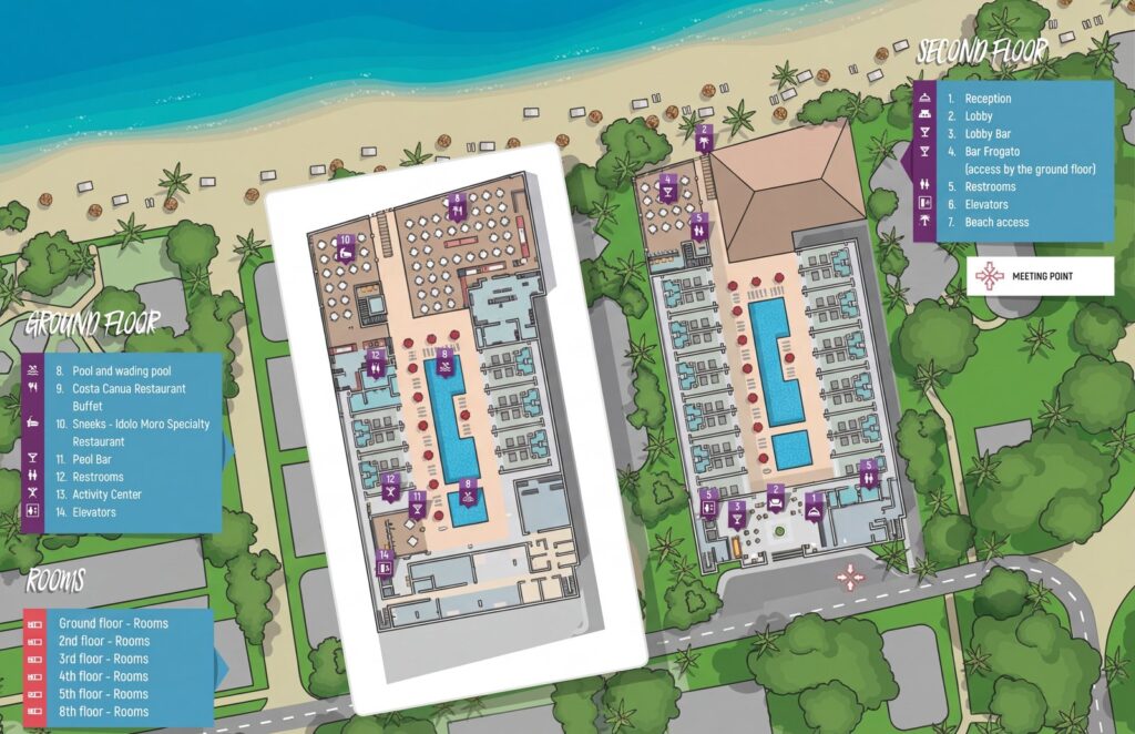 Карта отеля Decameron Isla Coral Resort Map: Your Ultimate Insider's Guide to Rooms, Dining, and Beach Access