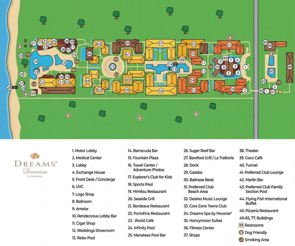 Карта отеля Dreams Dominicus La Romana Resort Map: Your Insider's Guide to Paradise – Find Your Perfect Spot!
