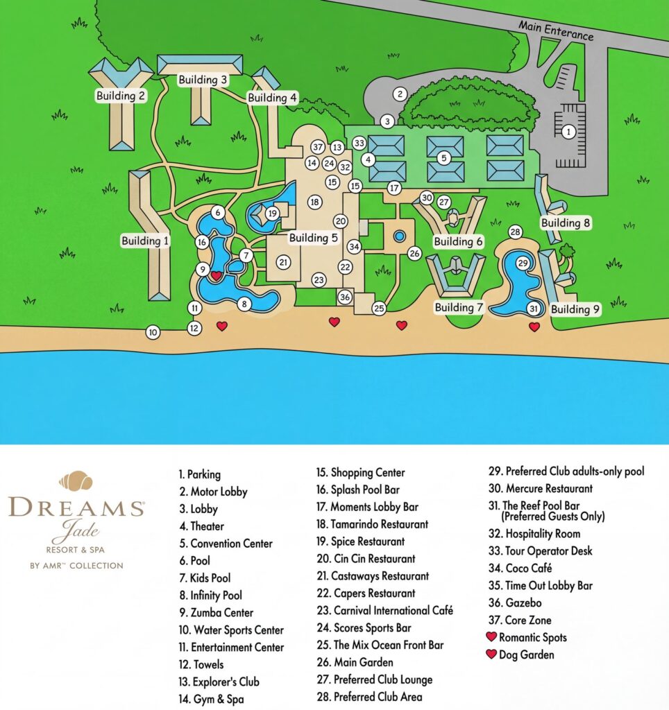 Карта отеля Dreams Jade Resort & Spa Map: Your Insider's Guide to Unforgettable Stays & Secret Spots!