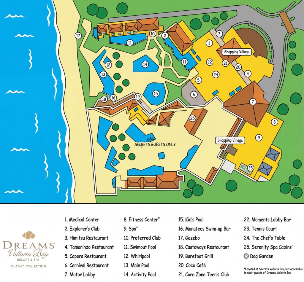 Карта отеля Dreams Vallarta Bay Resort & Spa Map: Your Insiders Guide to Paradise
