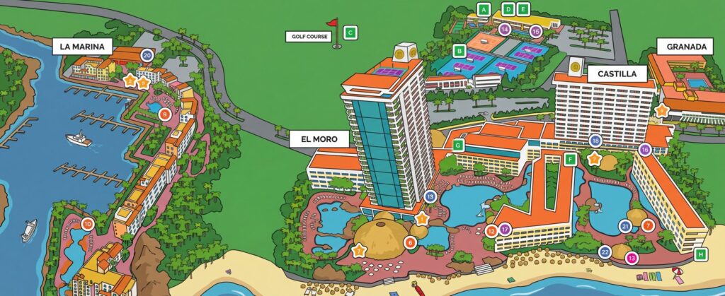 Карта отеля El Cid Resorts Insider's Guide: Navigate Your Dream Vacation with Our Exclusive Map Analysis
