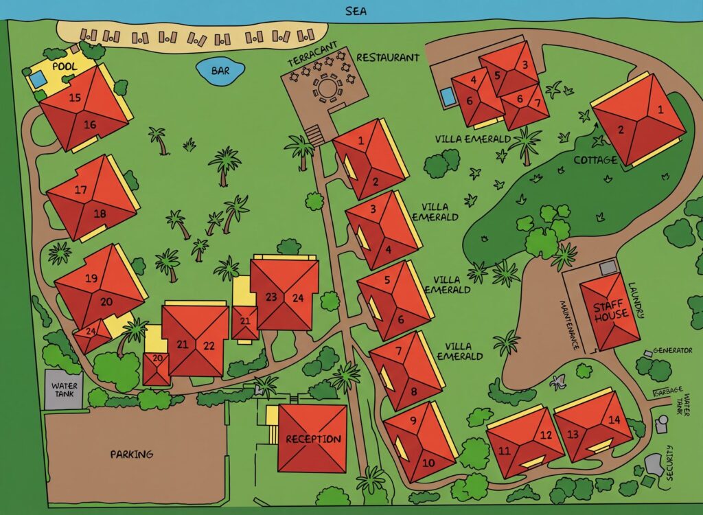 Карта отеля Tropical Serenity Unveiled: Your Insider's Guide to the Emeraude Plage Resort Map