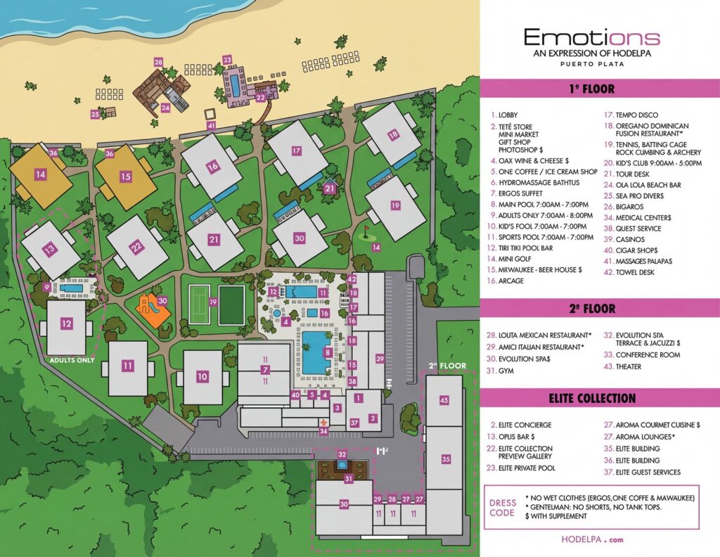 Карта отеля Emotions All Inclusive Puerto Plata: Your Ultimate Resort Map Insider's Guide to Paradise