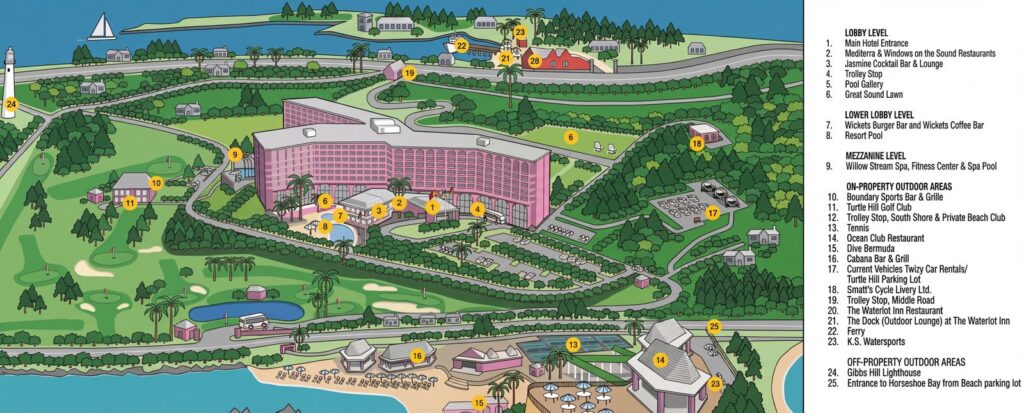 Карта отеля Fairmont Southampton Uncovered: Your Ultimate Insider's Guide to Bermuda's Iconic Resort Map