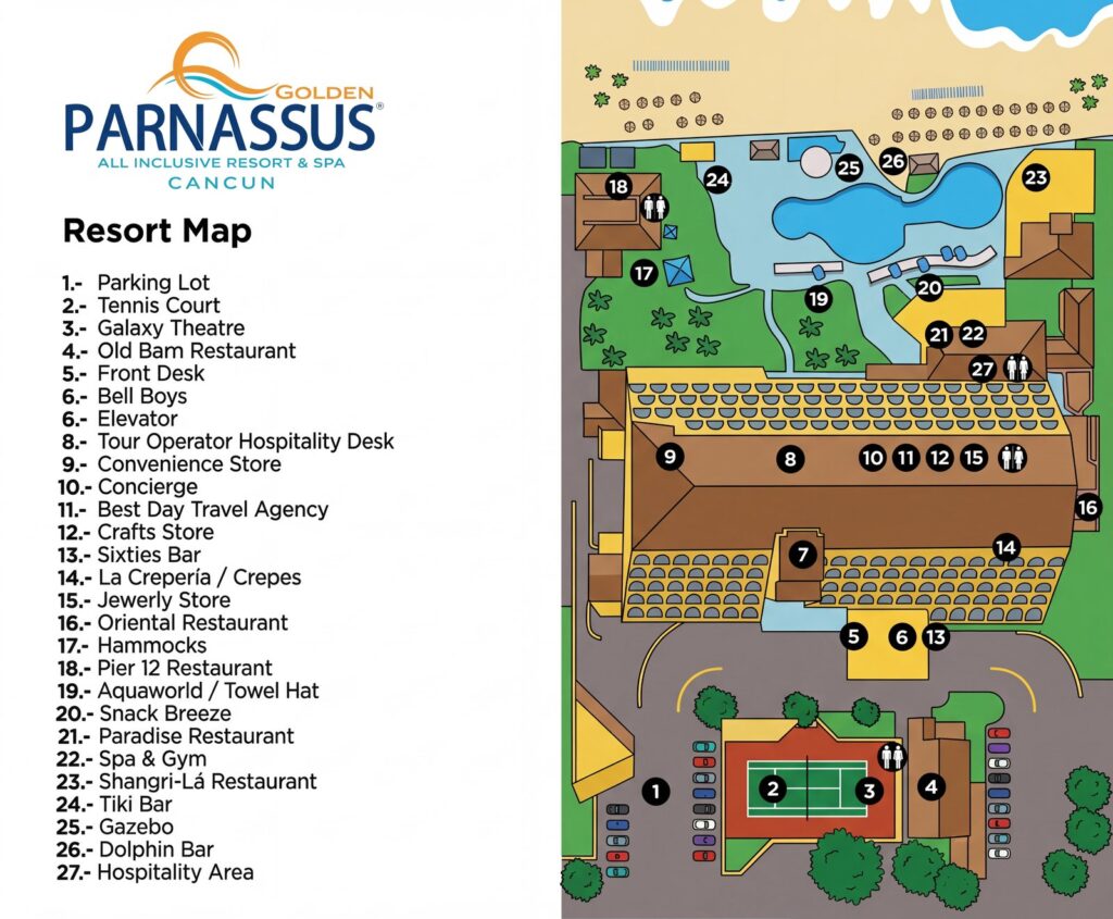 Карта отеля Golden Parnassus Resort & Spa Cancun: Your Ultimate All-Inclusive Map Guide & Hotel Insider
