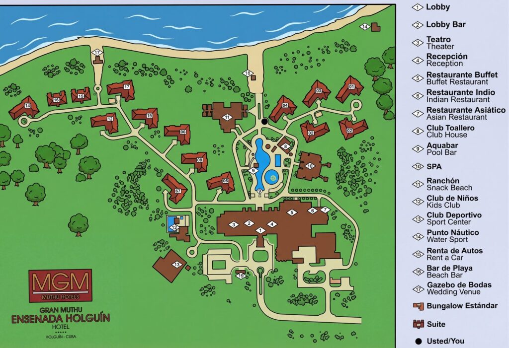 Карта отеля Gran Muthu Ensenada Holguín Hotel Map: Your Insider's Guide to Cuba's Coastal Gem