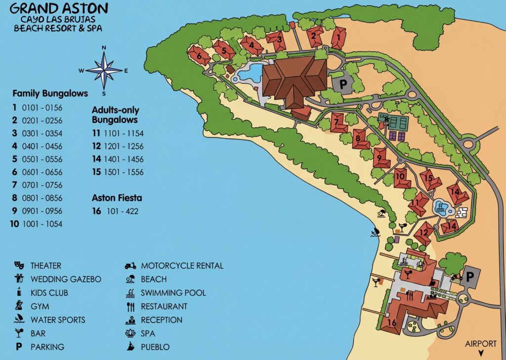 Карта отеля Grand Aston Cayo Las Brujas Resort Map: Your Insider Guide to Cuba's Coastal Gem