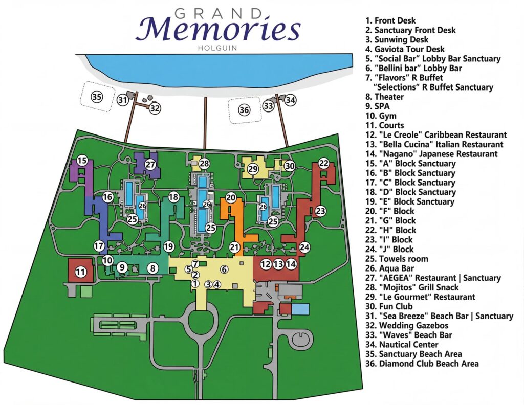 Карта отеля Grand Memories Holguin Map Guide: Navigate Paradise & Find Your Perfect Room