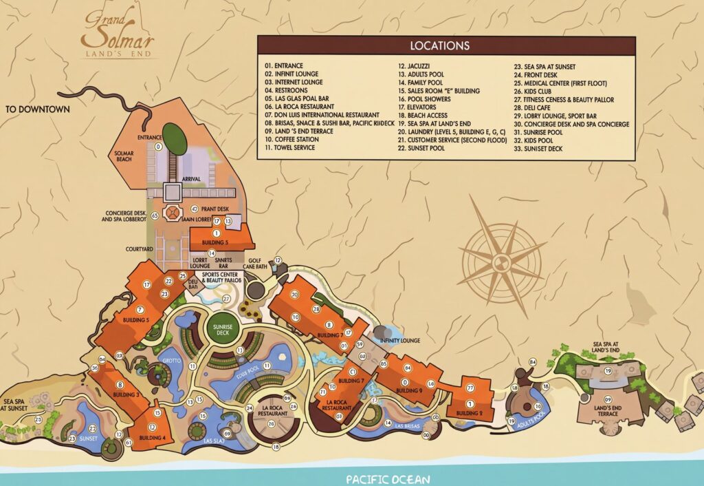 Карта отеля Grand Solmar Lands End Resort & Spa: Your Ultimate Insider's Map Guide to Paradise