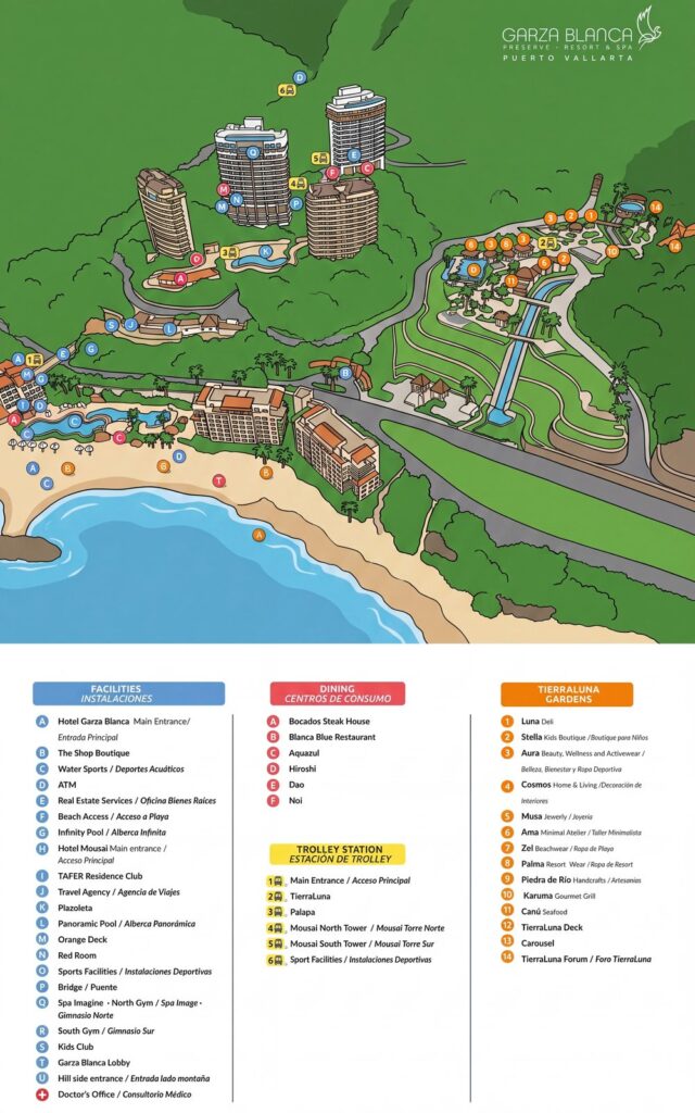 Карта отеля Insider Guide to the Garza Blanca Preserve Resort Spa: Complete Property Map & Resort Layout Strategy