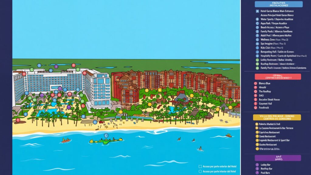 Карта отеля Garza Blanca Resort & Spa Cancun Property Map: Insider Layout Guide & Best Rooms
