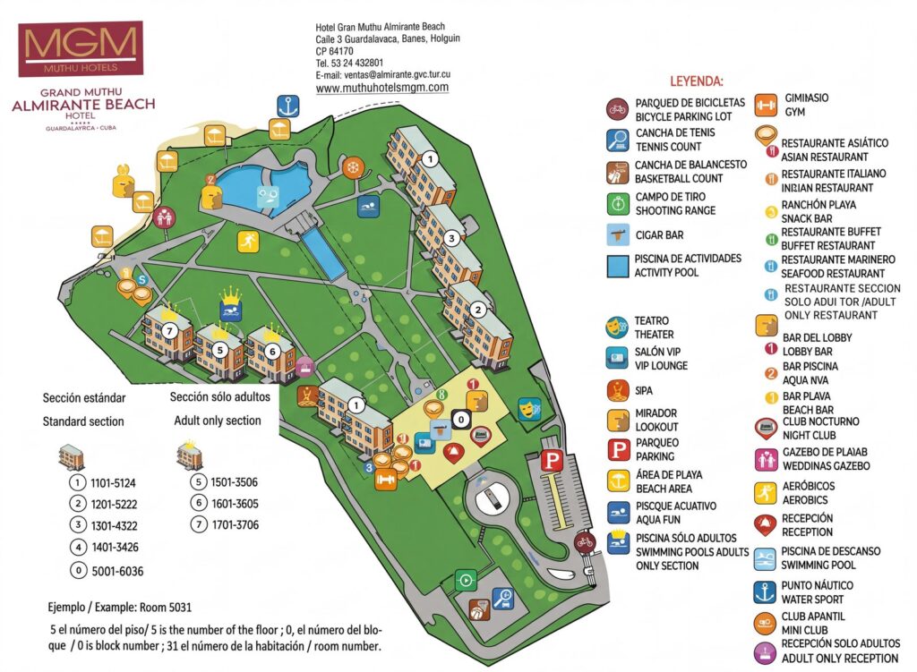Карта отеля Ultimate Gran Muthu Almirante Beach Hotel Map Guide & Resort Insider Tips