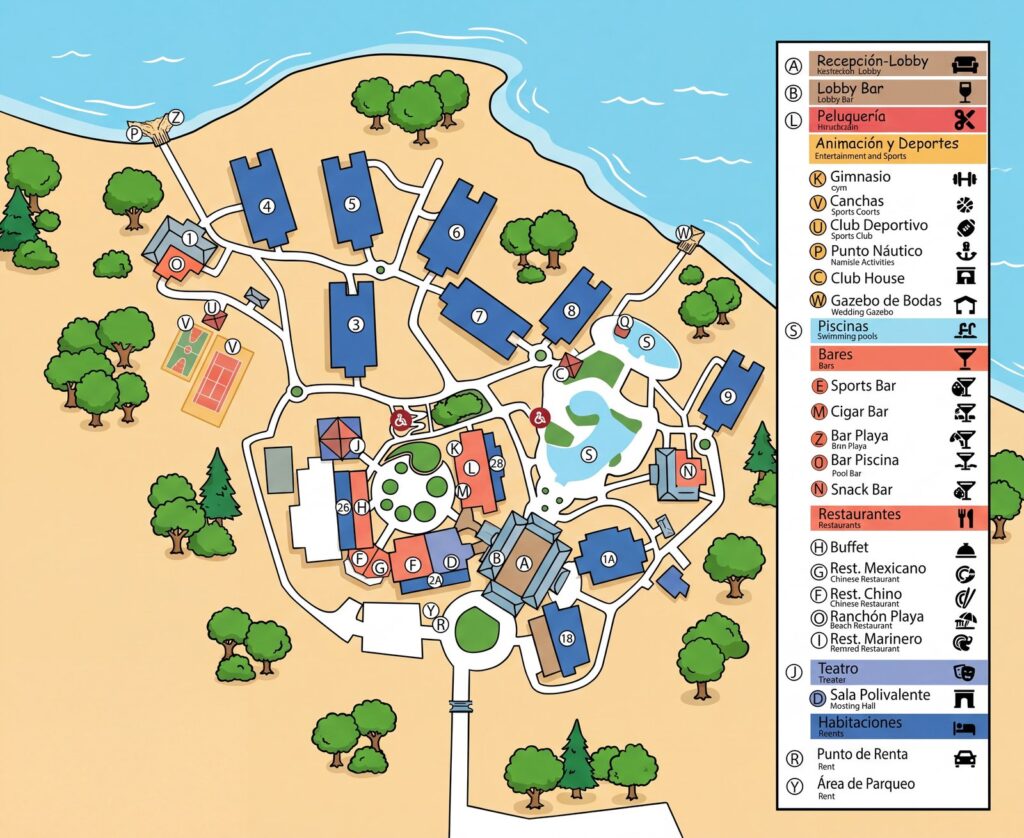 Карта отеля Gran Muthu Imperial Resort Map Guide: Tips for Choosing the Best Rooms and Amenities