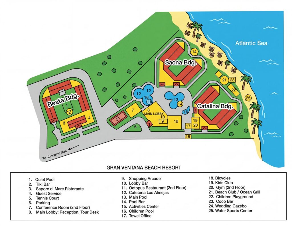 Карта отеля Gran Ventana Beach Resort Map & Insider Guide: How to Choose the Best Room and Navigate Like a Pro
