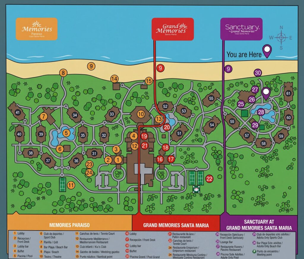 Карта отеля Grand Memories Santa Maria Hotel Map: Insider Guide to the Best Rooms and Resort Layout