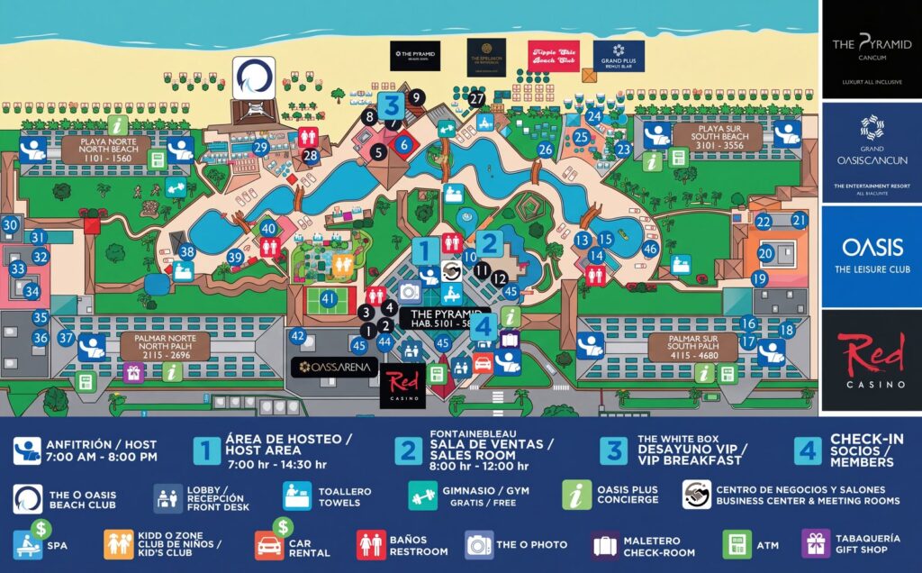 Карта отеля Grand Oasis Cancun Resort Map & Insider Guide: Navigating the Entertainment Hub