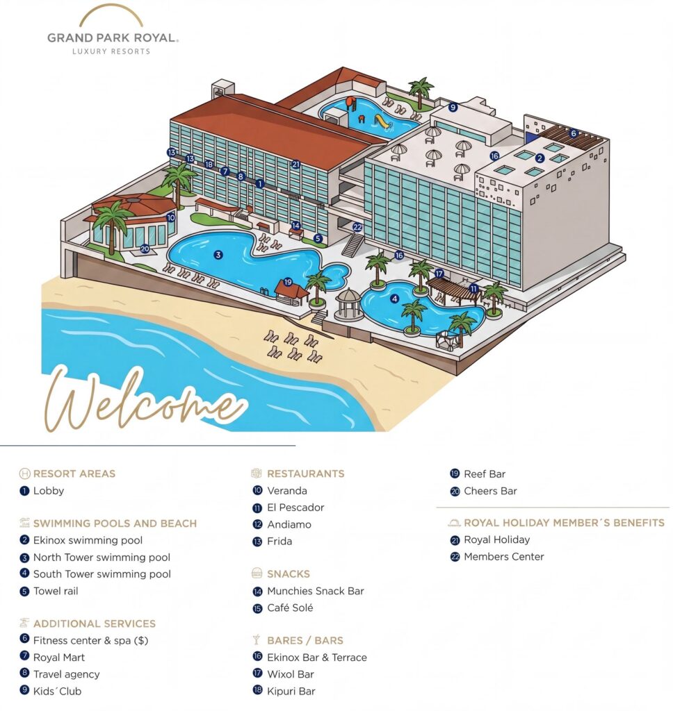 Карта отеля Grand Park Royal Puerto Vallarta Resort Map & Insider Guide: Navigating Your Luxury Escape