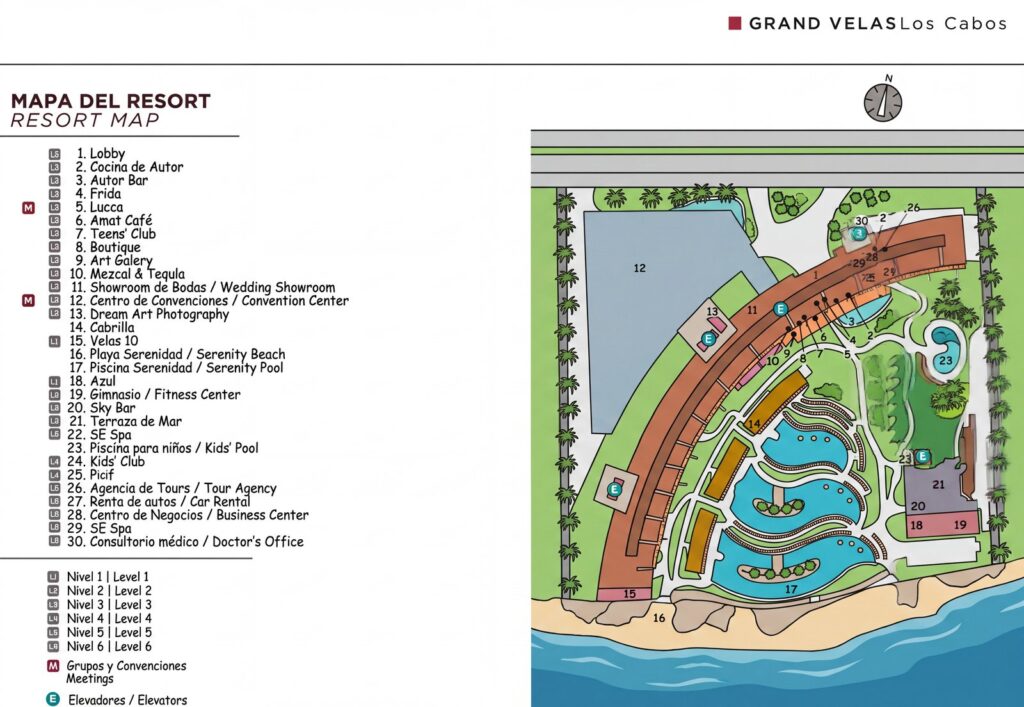 Карта отеля Grand Velas Los Cabos Map Guide: Ultimate Resort Layout & Room Tips