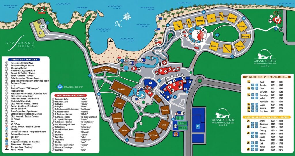 Карта отеля Best Room Blocks and Navigating the Grand Sirenis Riviera Maya Layout