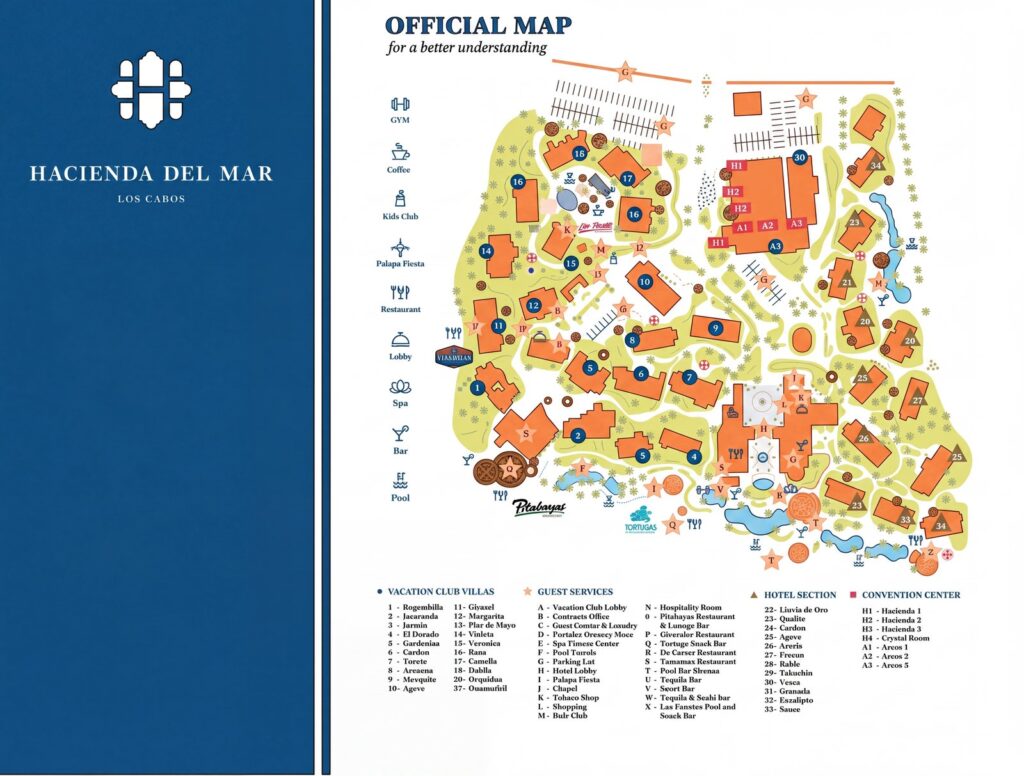 Карта отеля Hacienda Del Mar Los Cabos Map Guide: Room Selection, Renovations & Insider Tips
