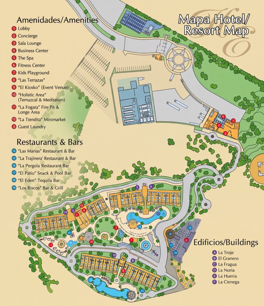 Карта отеля Hacienda Encantada Resort & Residences Map Guide: Room Selection, Renovations & Insider Tips